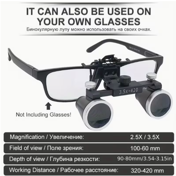 Loupes 3.5x2.5x 320-420mm Goggles Lab Magnifier Dentists Optical Lens Magnifying Glass Blue